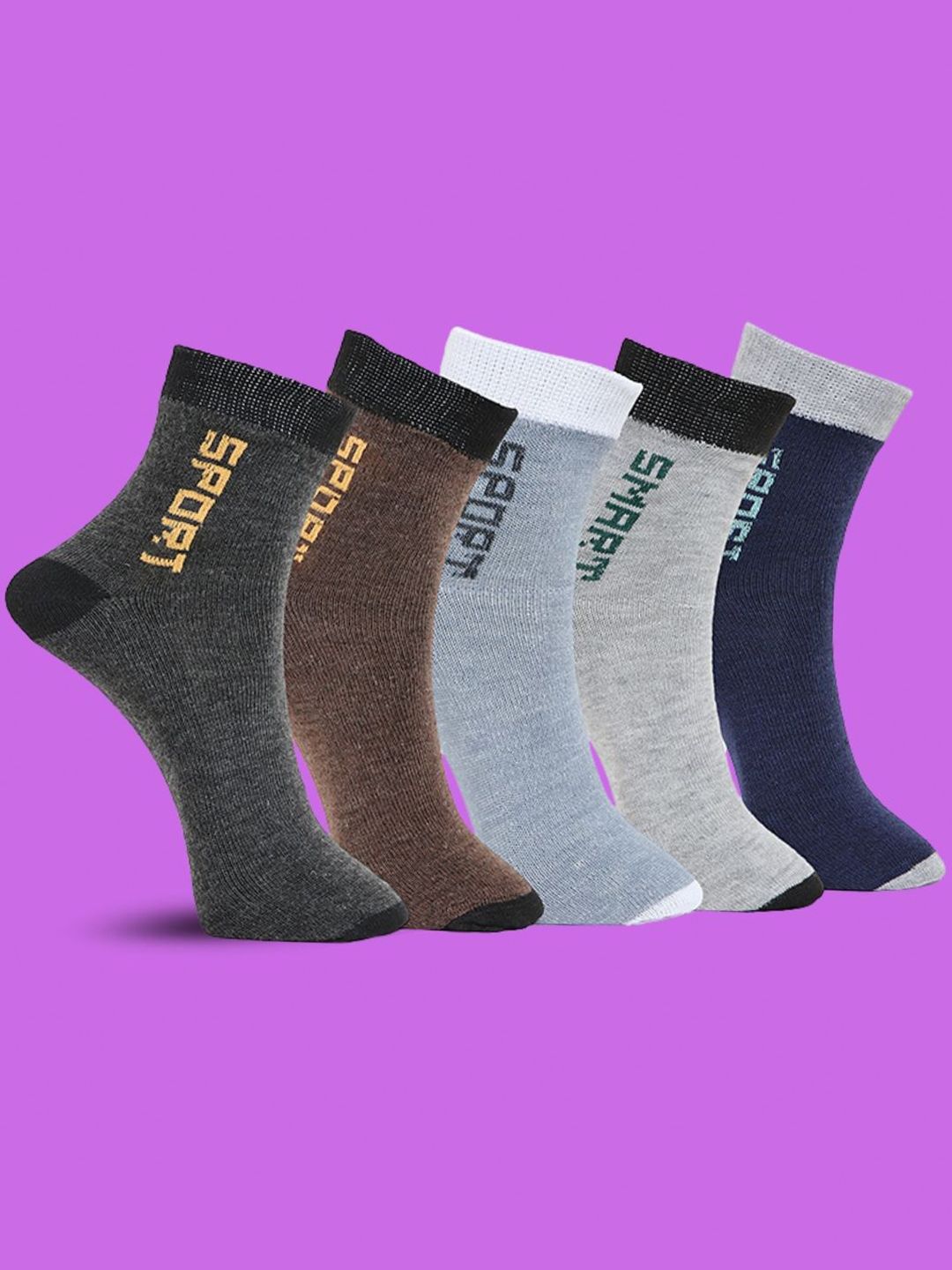 MJE Pack Of 5 Printed Mid Rise Ankle Length Socks-picture-38