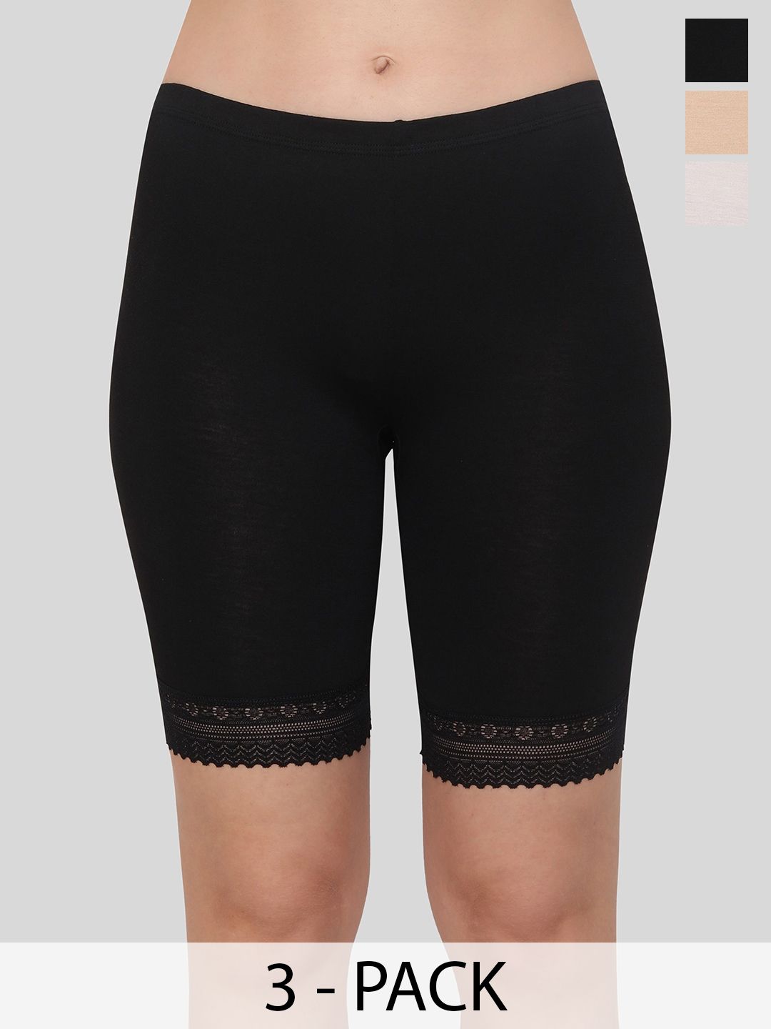 Glamoras Women Pack of 3 Cycling Sports Shorts with Antimicrobial Technology-picture-12