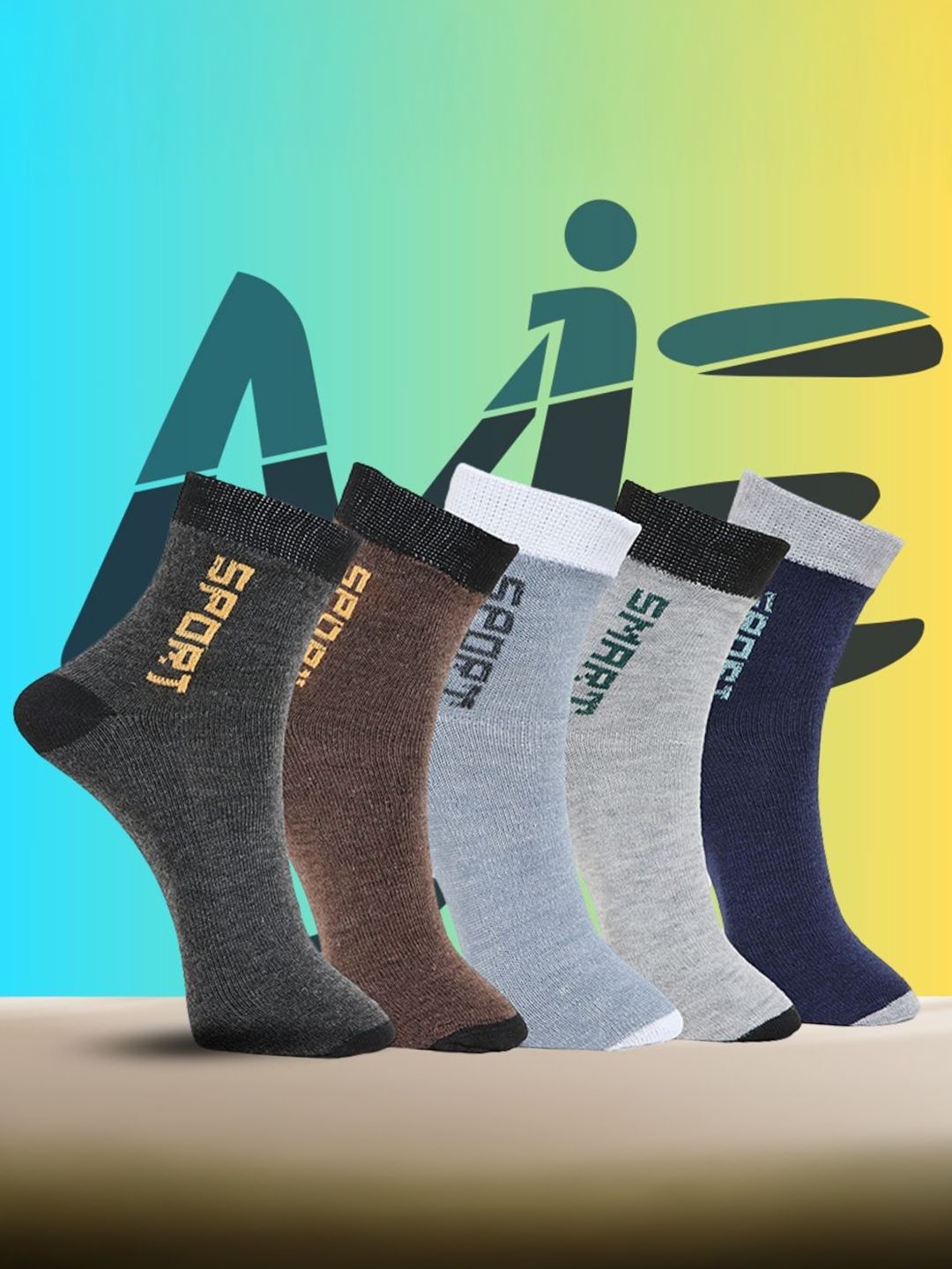 MJE Unisex Pack Of 5 Printed Anti-Odour Ankle-Length Socks-picture-17