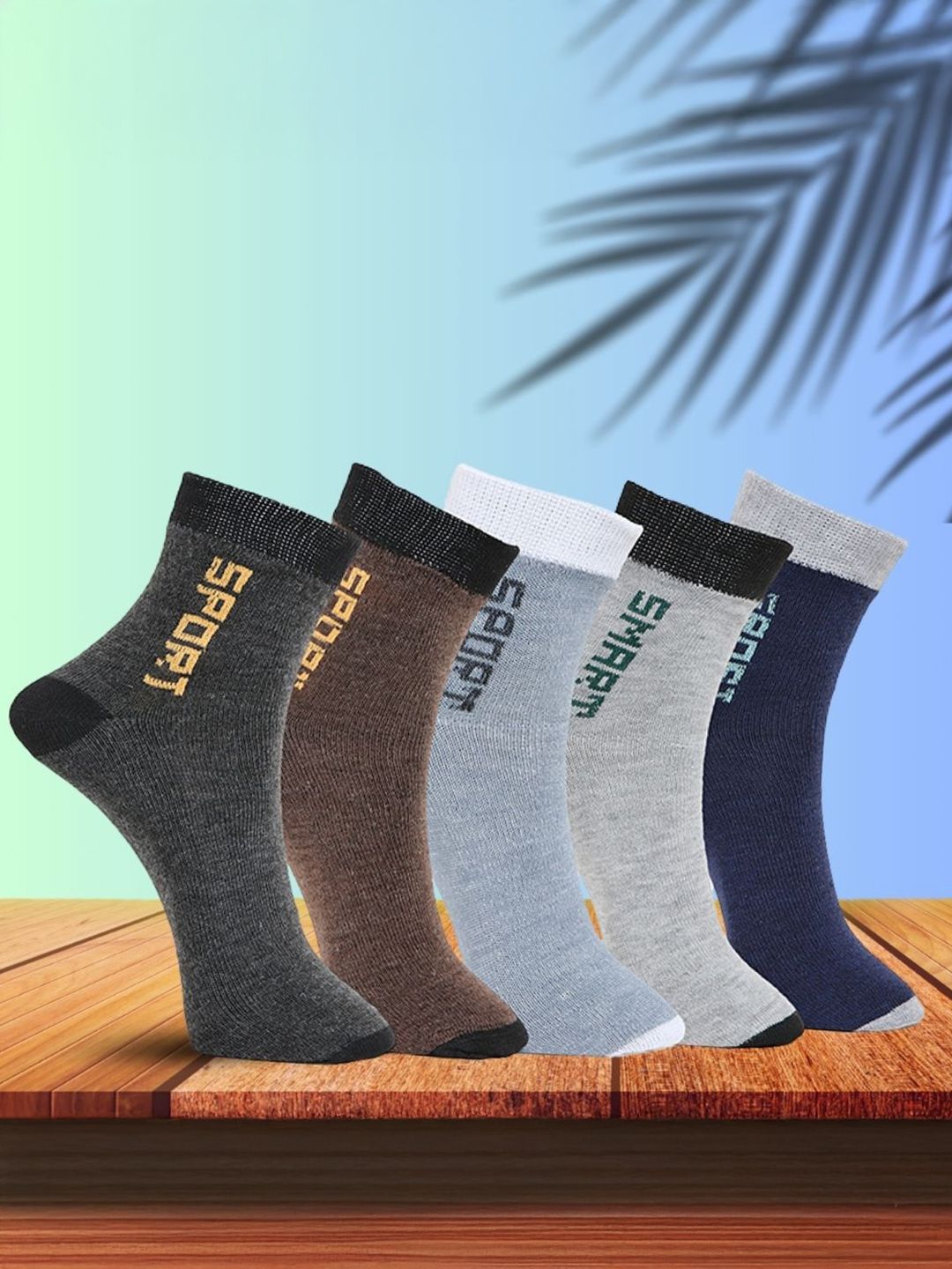 MJE Unisex Pack Of 5 Printed Anti-Odour Ankle-Length Socks-picture-54
