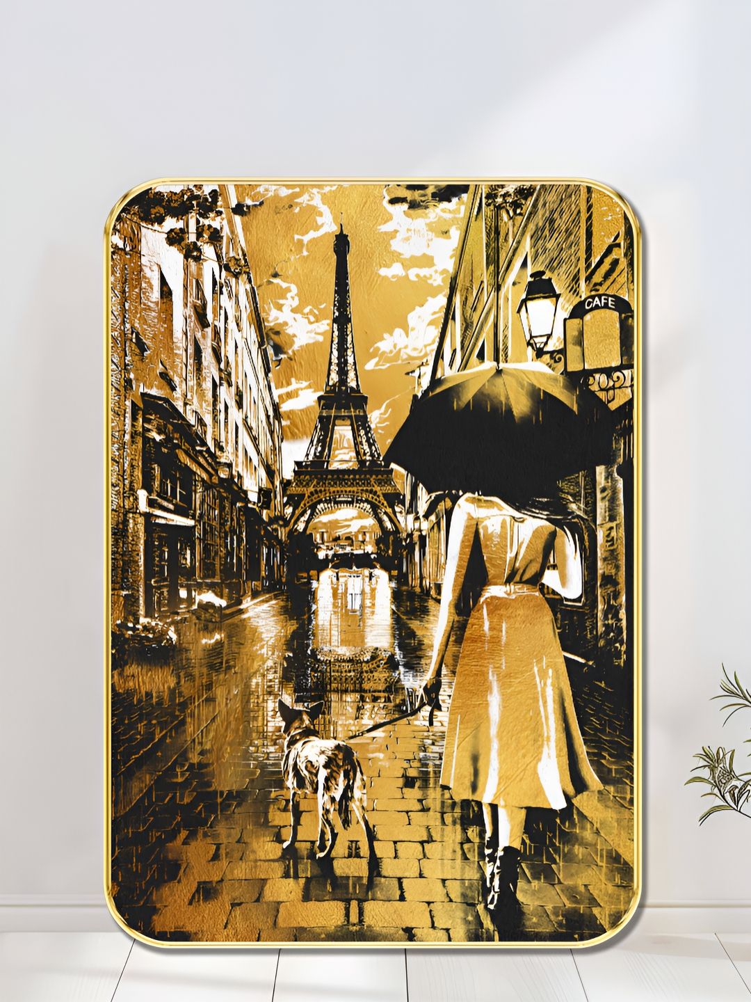 Myntra Elegant Homes Yellow & Black Paris Street Wooden Wall Art-picture-38