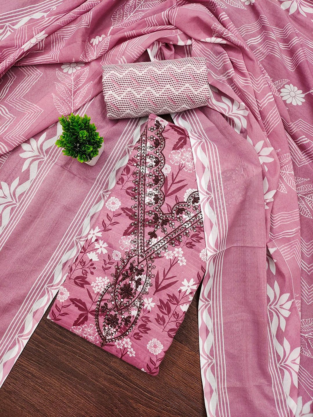KALINI Floral Printed Unstitched Dress Material