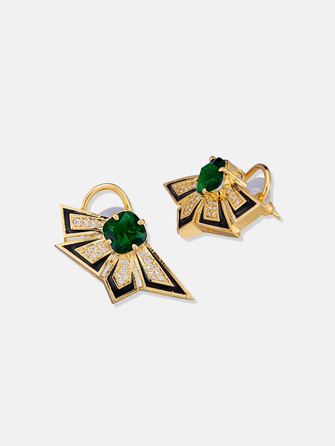 ATIBELLE Set Of 2 Silver-Plated Cubic Zirconia Studded Square Shaped Drop Earrings