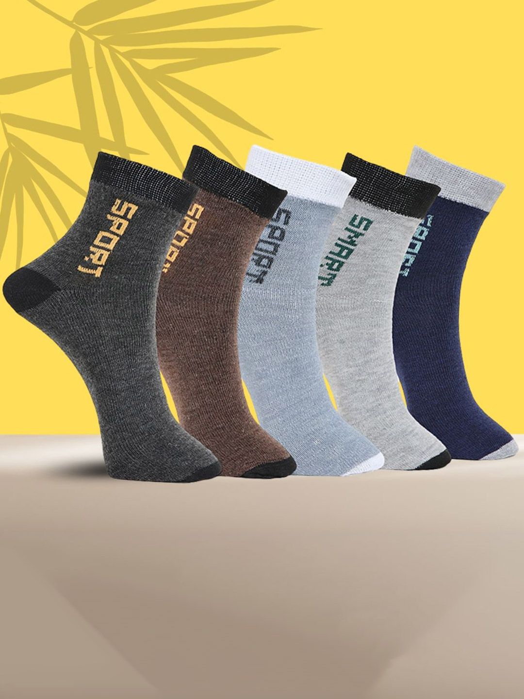 MJE Pack Of 5 Printed Mid Rise Ankle Length Socks-picture-38