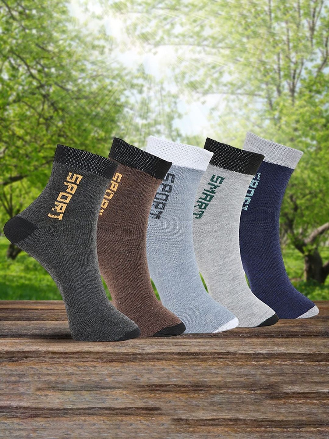 MJE Unisex Pack Of 5 Printed Anti-Odour Ankle-Length Socks-picture-6