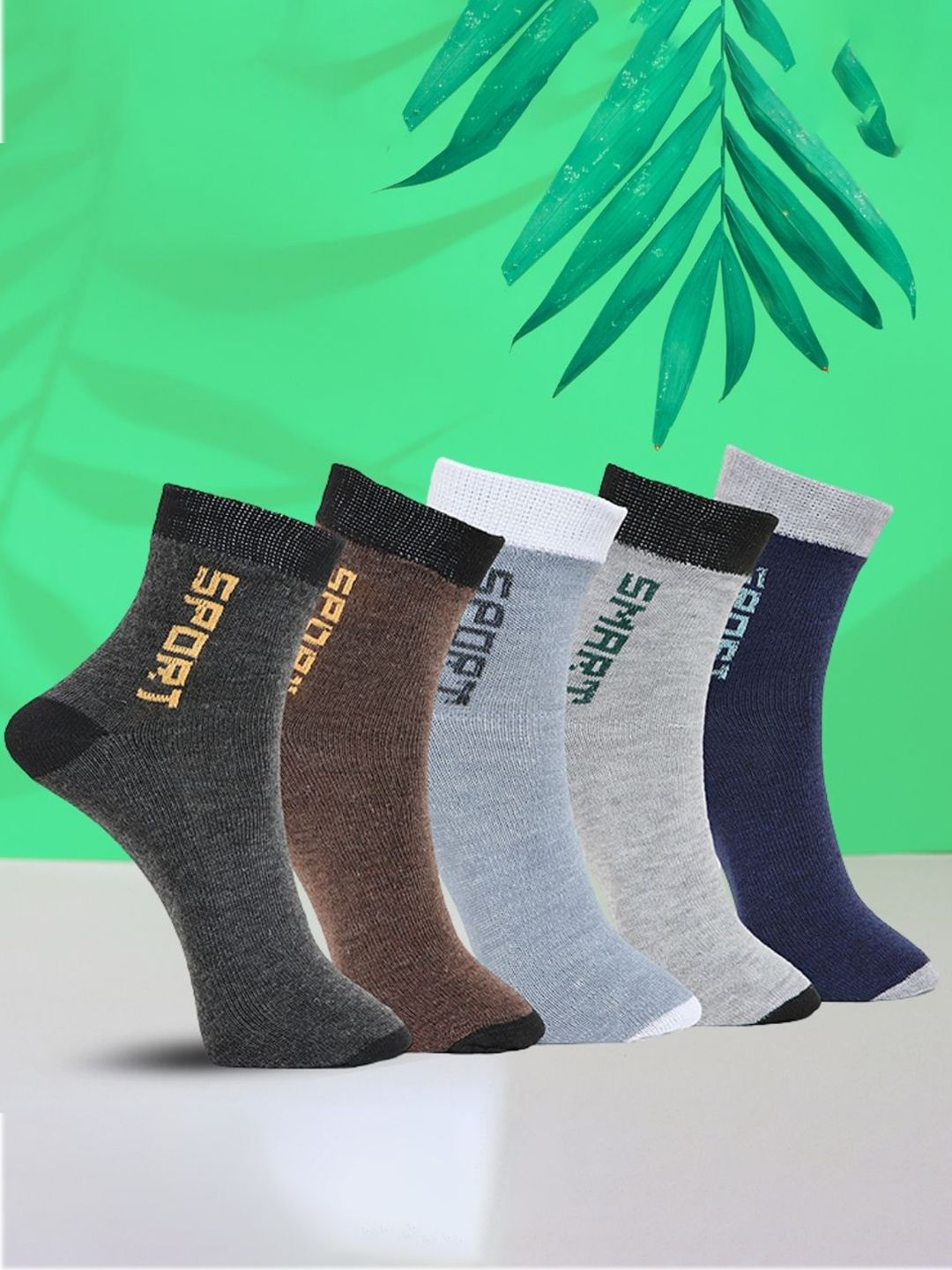 MJE Pack Of 5 Printed Mid Rise Ankle Length Socks-picture-41