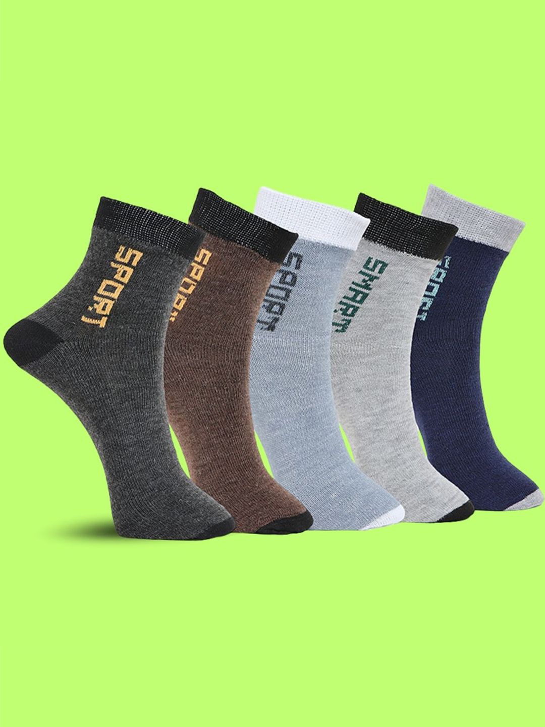 MJE Pack Of 5 Printed Mid Rise Ankle Length Socks-picture-4