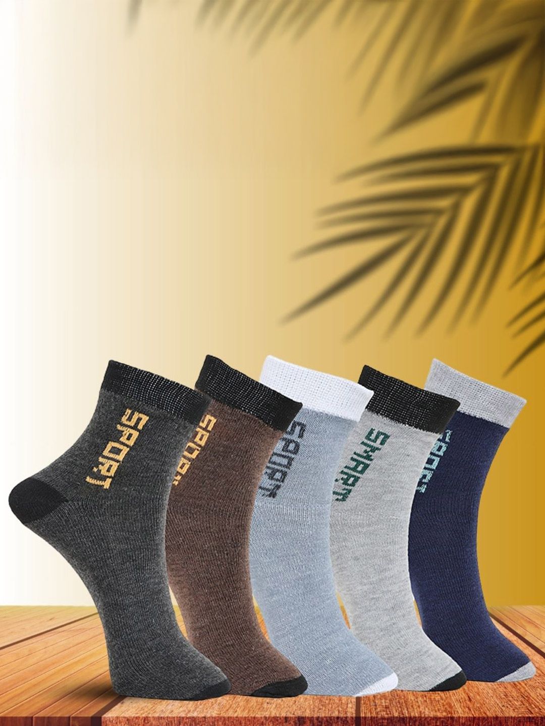 MJE Pack Of 5 Printed Mid Rise Ankle Length Socks-picture-45