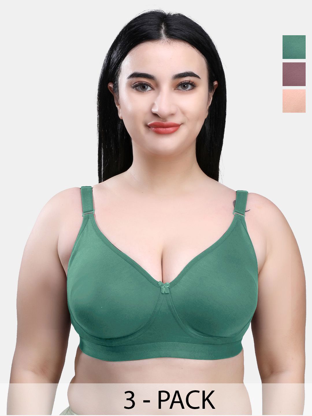 SKDREAMS Women Solid Pack of 3 Full Coverage Bra Combo