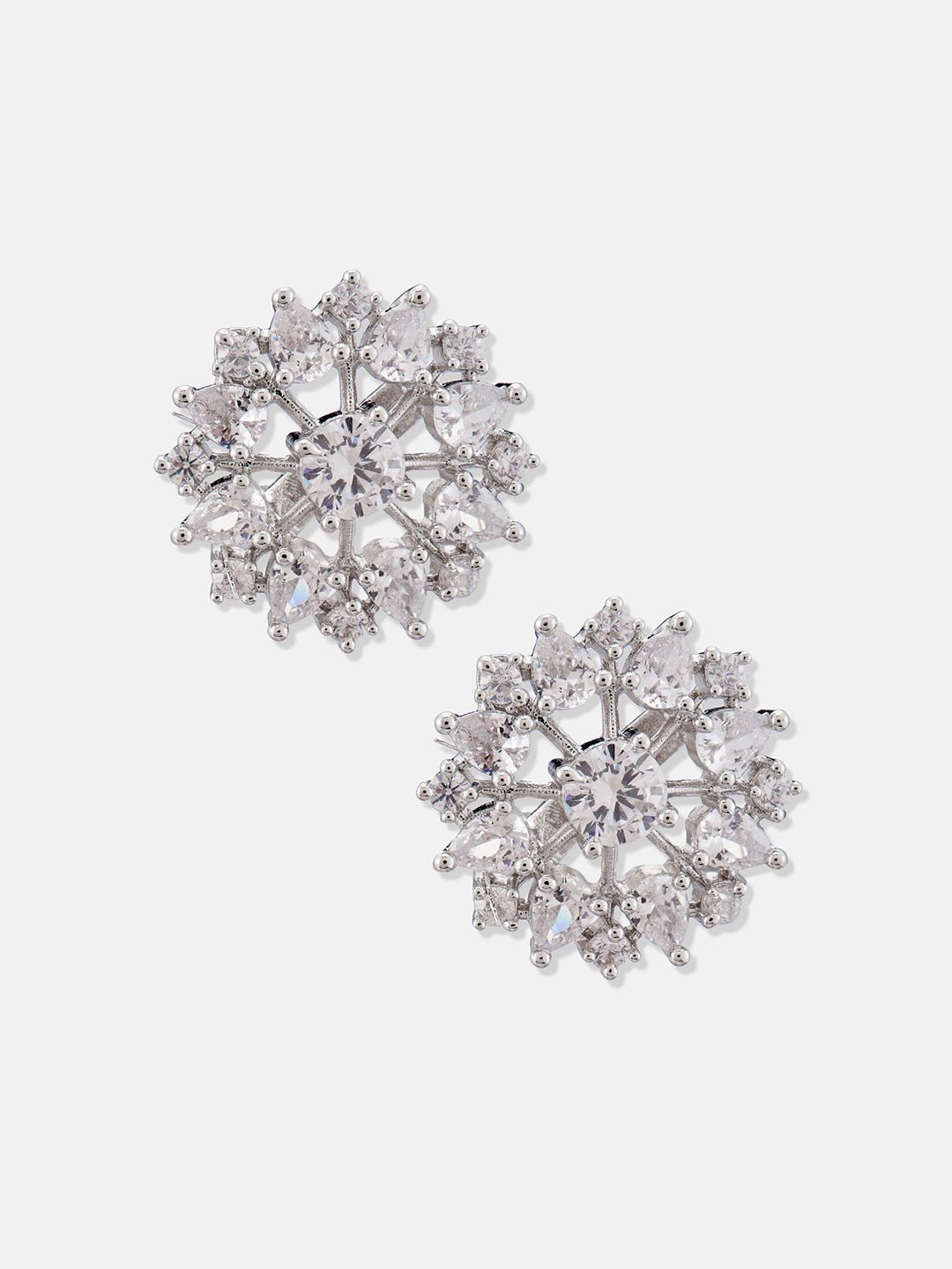 ATIBELLE Set Of 2 Rose Gold-Plated Cubic Zirconia Studded Crescent Shaped Studs