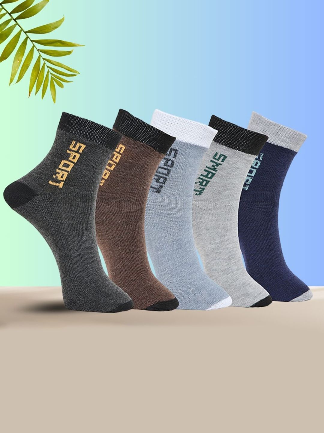 MJE Pack Of 5 Printed Mid Rise Ankle Length Socks-picture-31