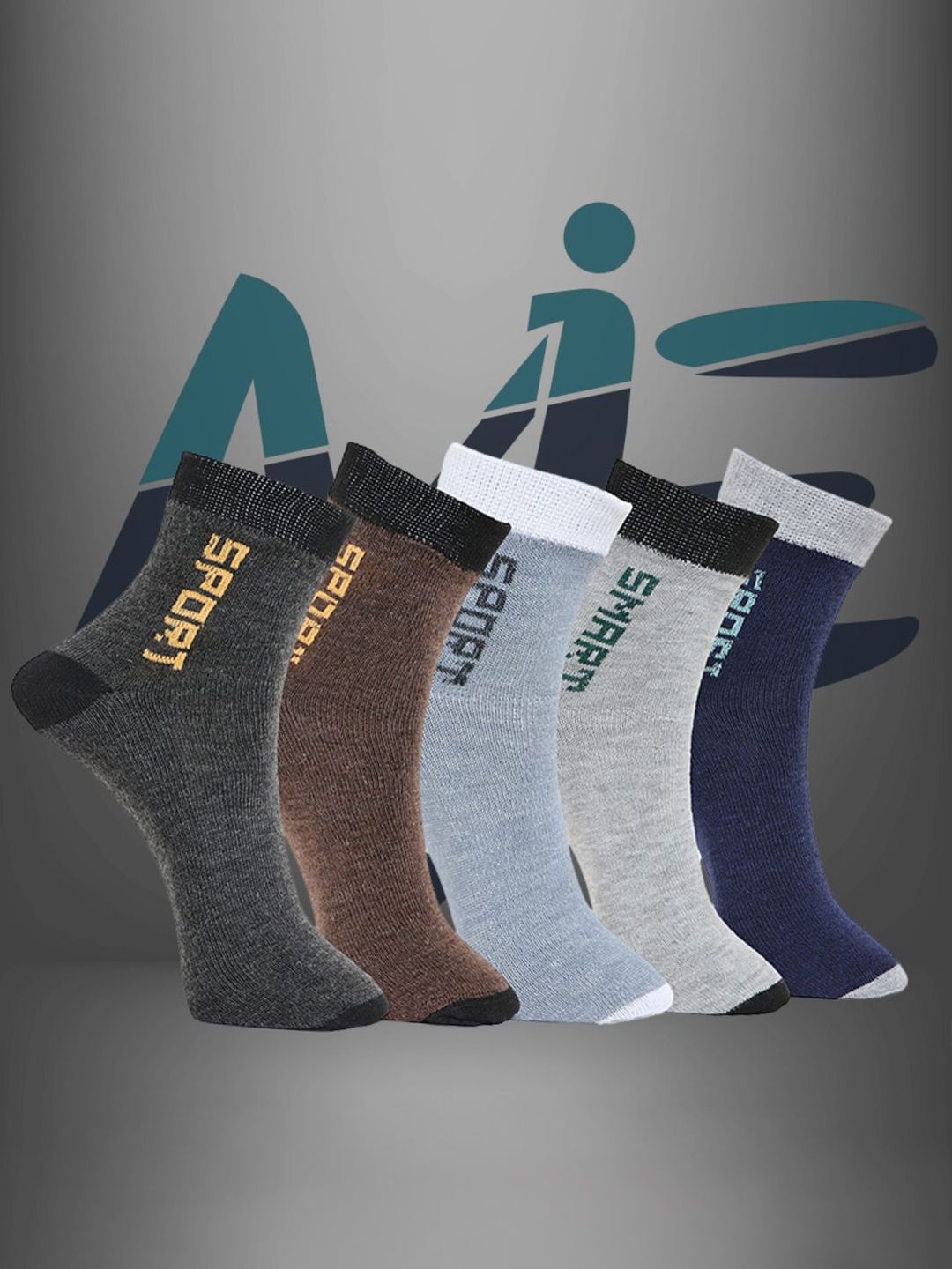 MJE Unisex Pack Of 5 Printed Anti-Odour Ankle-Length Socks-picture-36