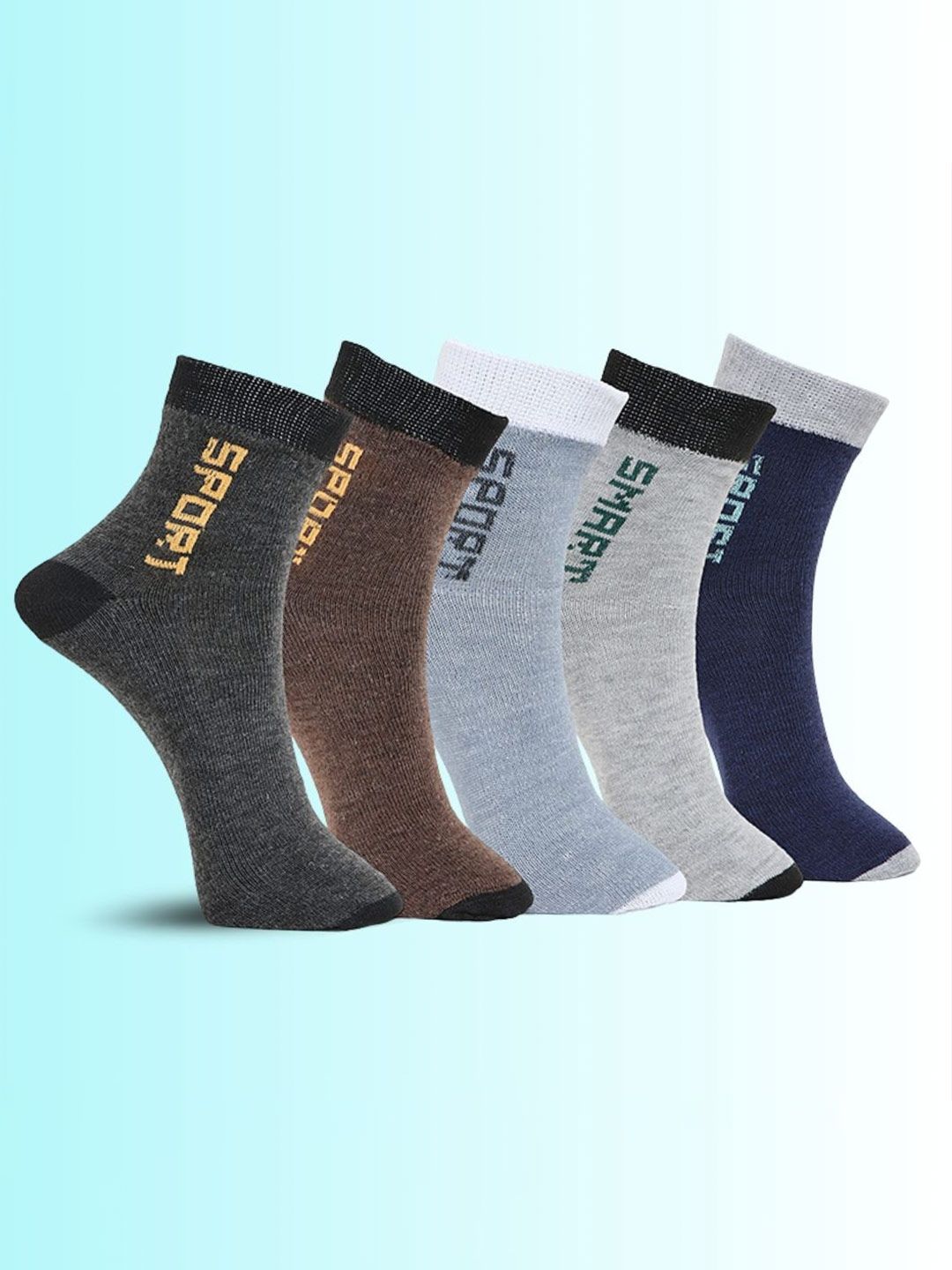 MJE Pack Of 5 Printed Mid Rise Ankle Length Socks-picture-39