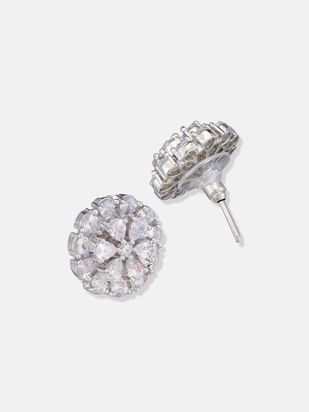ATIBELLE Set Of 2 Gold-Plated Cubic Zirconia Studded Geometric Shaped Studs