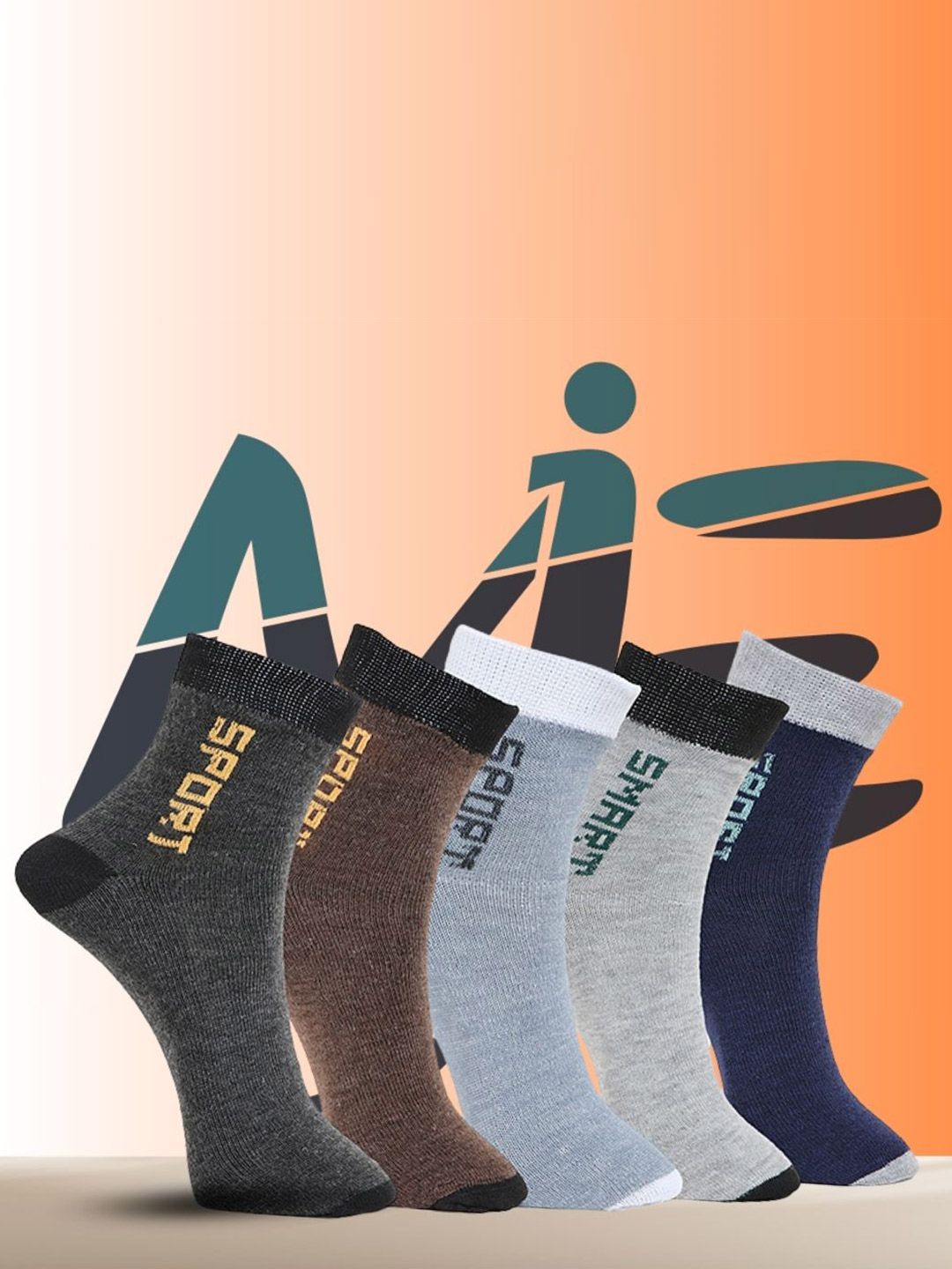 MJE Unisex Pack Of 5 Printed Anti-Odour Ankle-Length Socks-picture-3