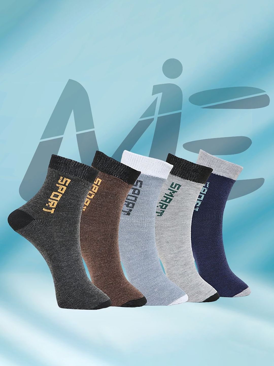 MJE Pack Of 5 Printed Mid Rise Ankle Length Socks-picture-43