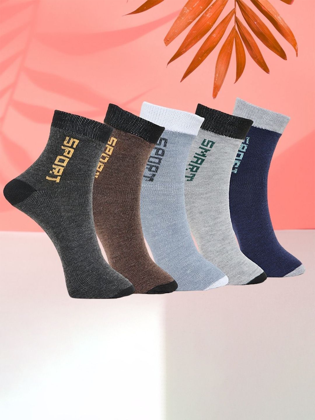 MJE Unisex Pack Of 5 Printed Anti-Odour Ankle-Length Socks-picture-16