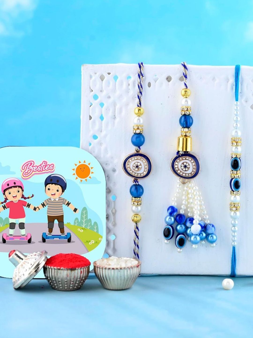CraftVatika Kids Brother Bhabhi Magnet with Evil Eye Rakhi-picture-23