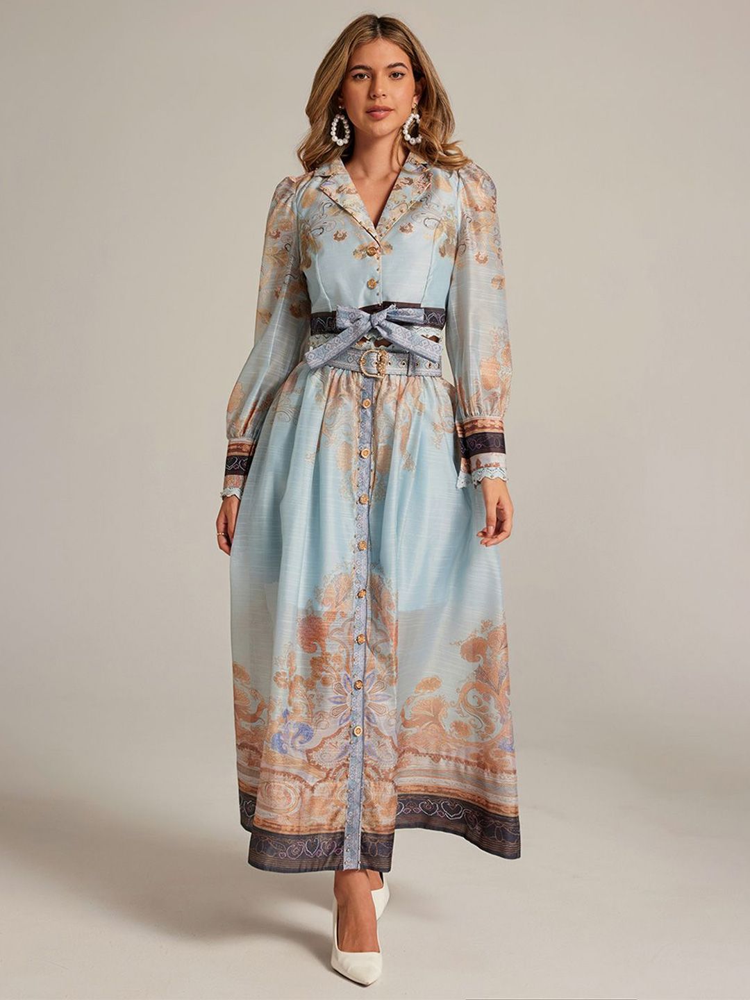 JC Collection Floral Printed Lapel Collar Top With Skirt Co-Ords-picture-36