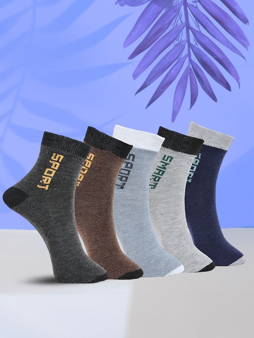 MJE Unisex Pack Of 5 Printed Anti-Odour Ankle-Length Socks-picture-35