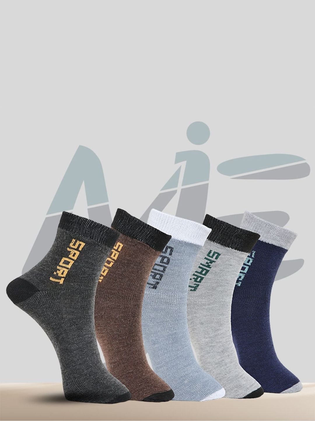MJE Pack Of 5 Printed Mid Rise Ankle Length Socks-picture-11