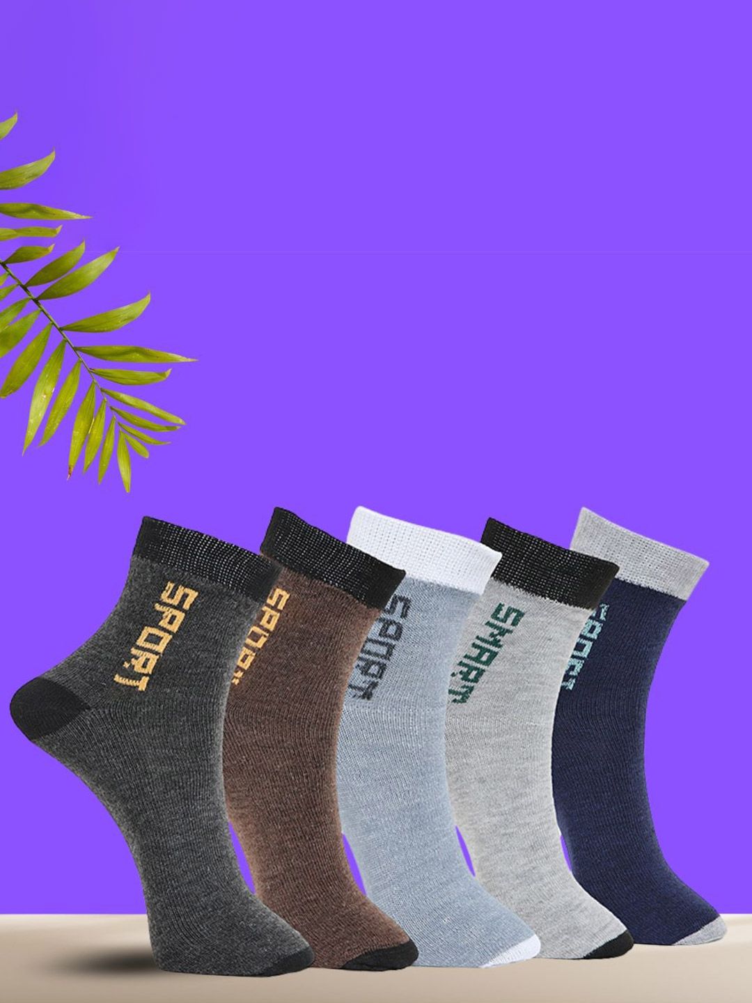 MJE Unisex Pack Of 5 Printed Anti-Odour Ankle-Length Socks-picture-25