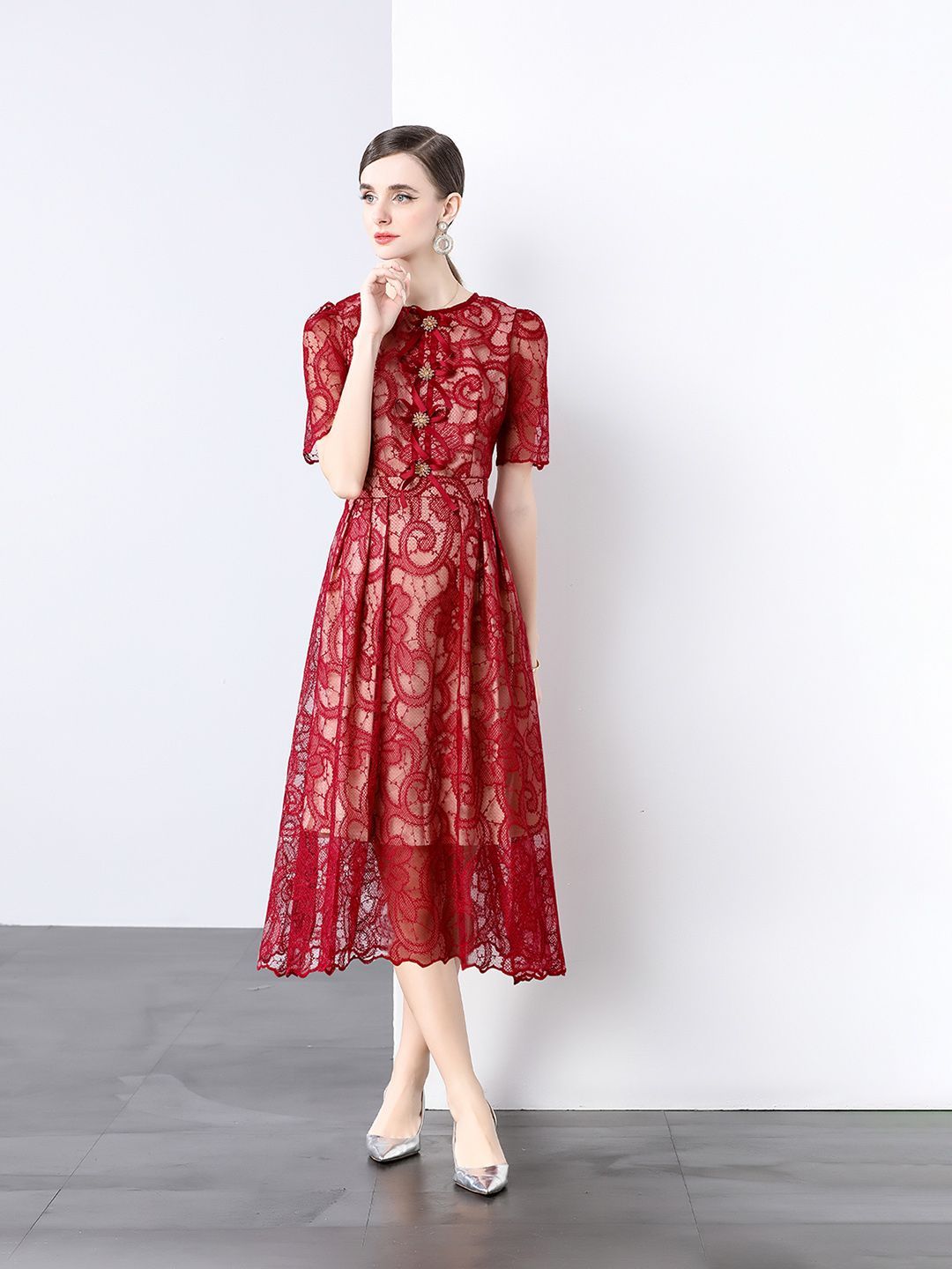 JC Collection Floral Print Fit & Flare Midi Dress