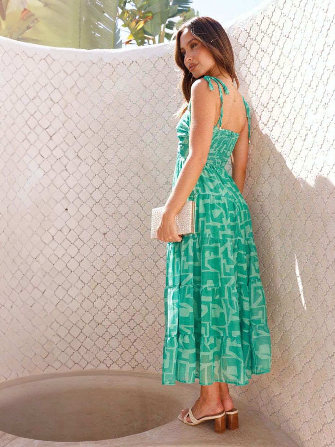 Routes by All About You Geometric Printed Cut-Outs Shoulder Straps Fit & Flare Midi Dress view 2