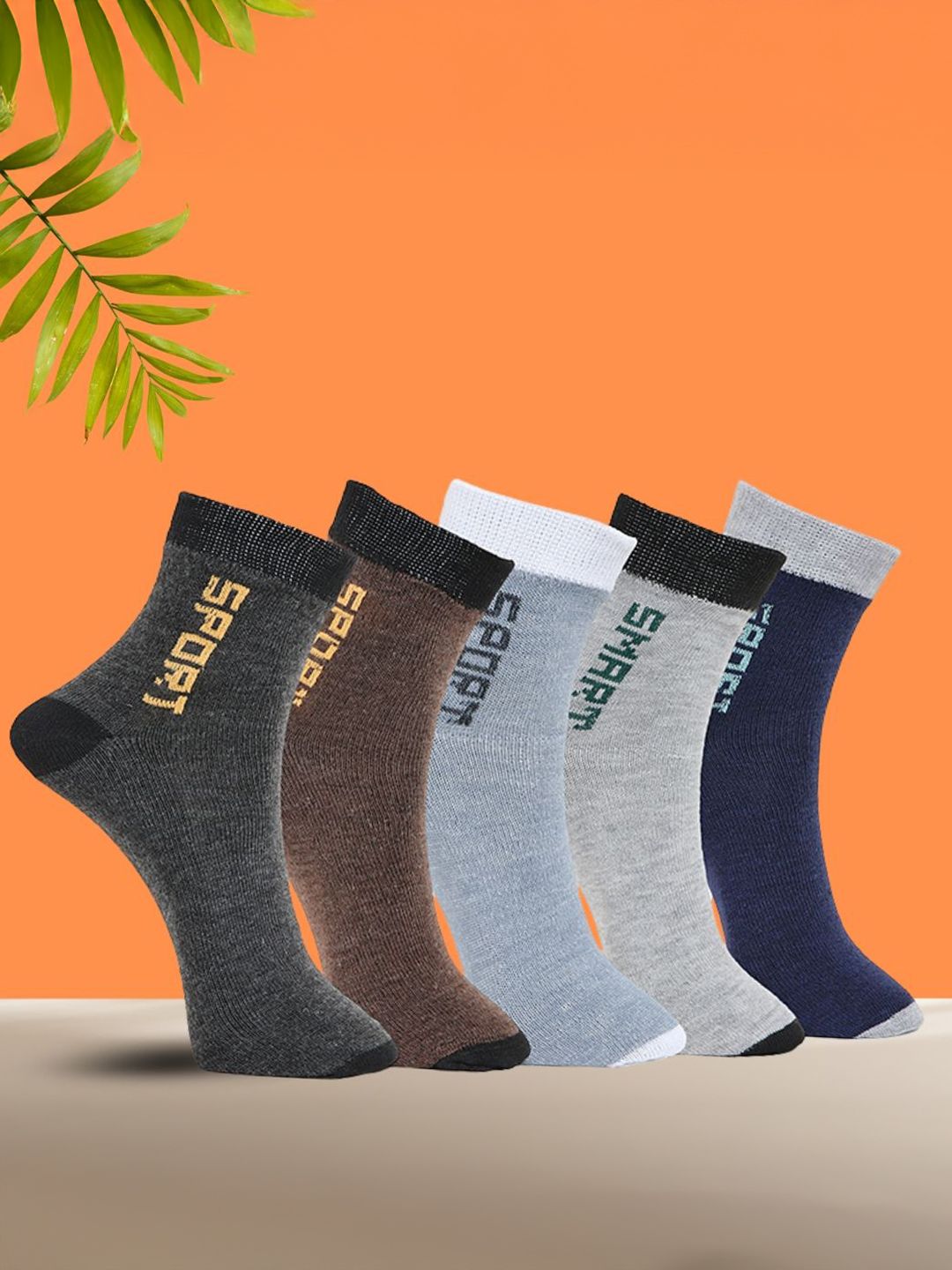 MJE Unisex Pack Of 5 Printed Anti-Odour Ankle-Length Socks-picture-2