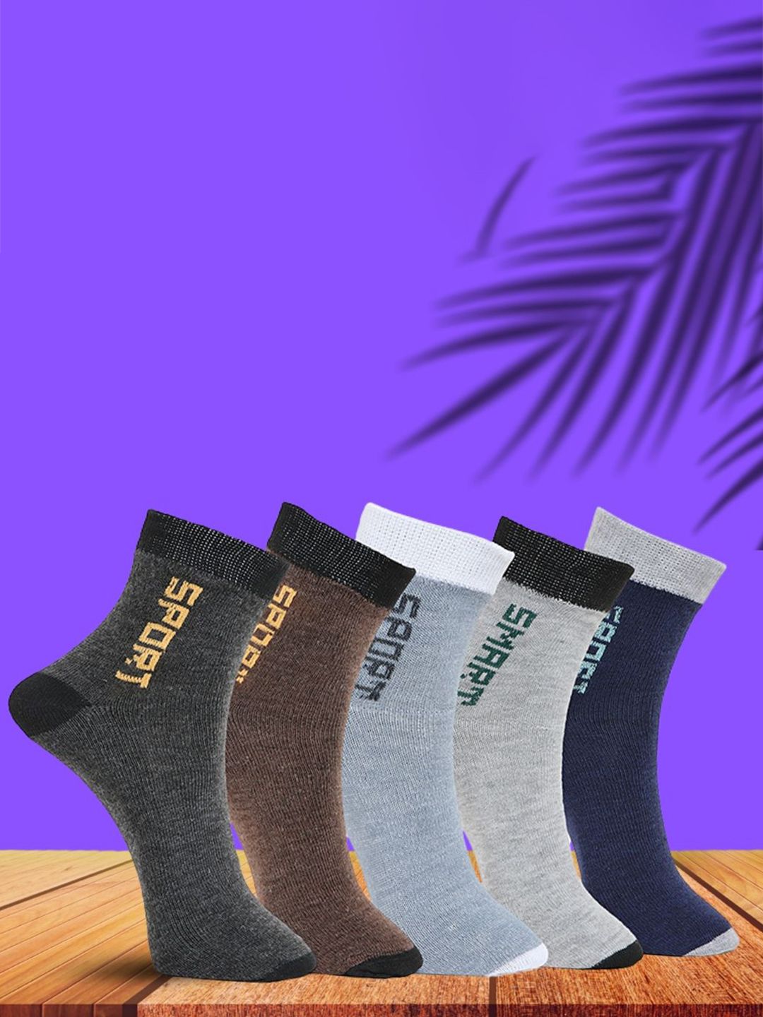 MJE Unisex Pack Of 5 Printed Anti-Odour Ankle-Length Socks-picture-3