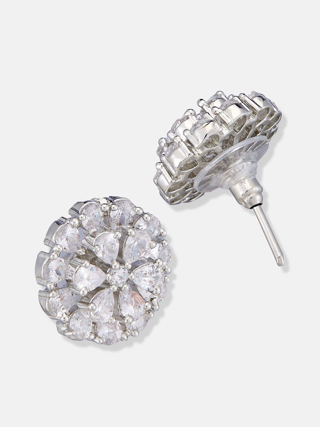 ATIBELLE Set Of 2 Rose Gold-Plated Cubic Zirconia Studded Crescent Shaped Studs