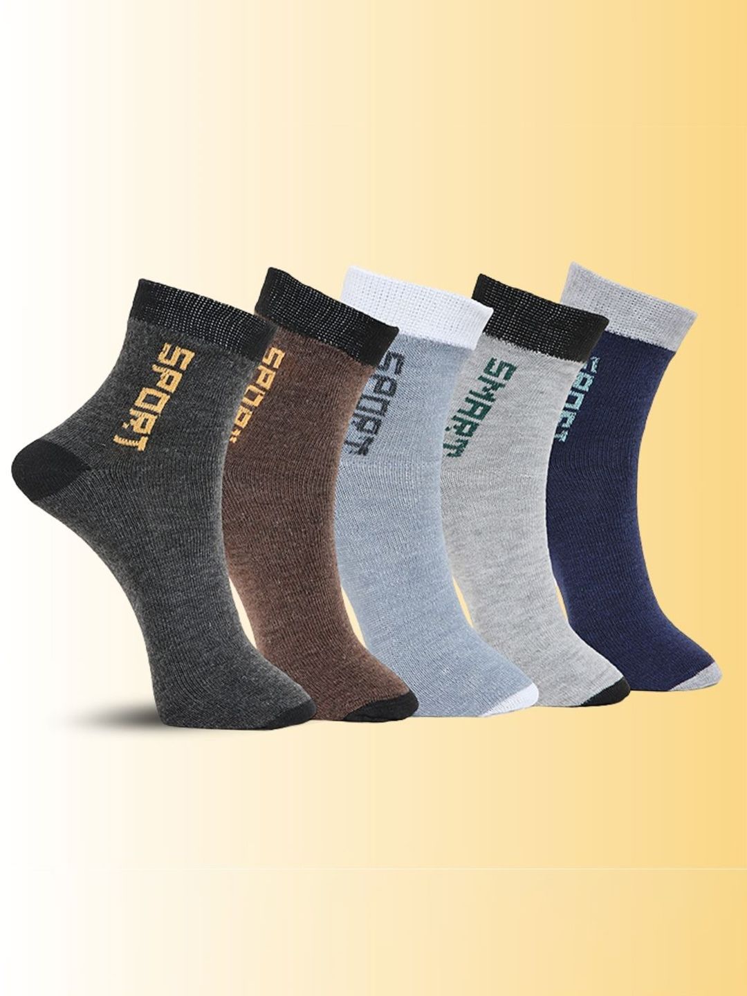 MJE Pack Of 5 Printed Mid Rise Ankle Length Socks-picture-38