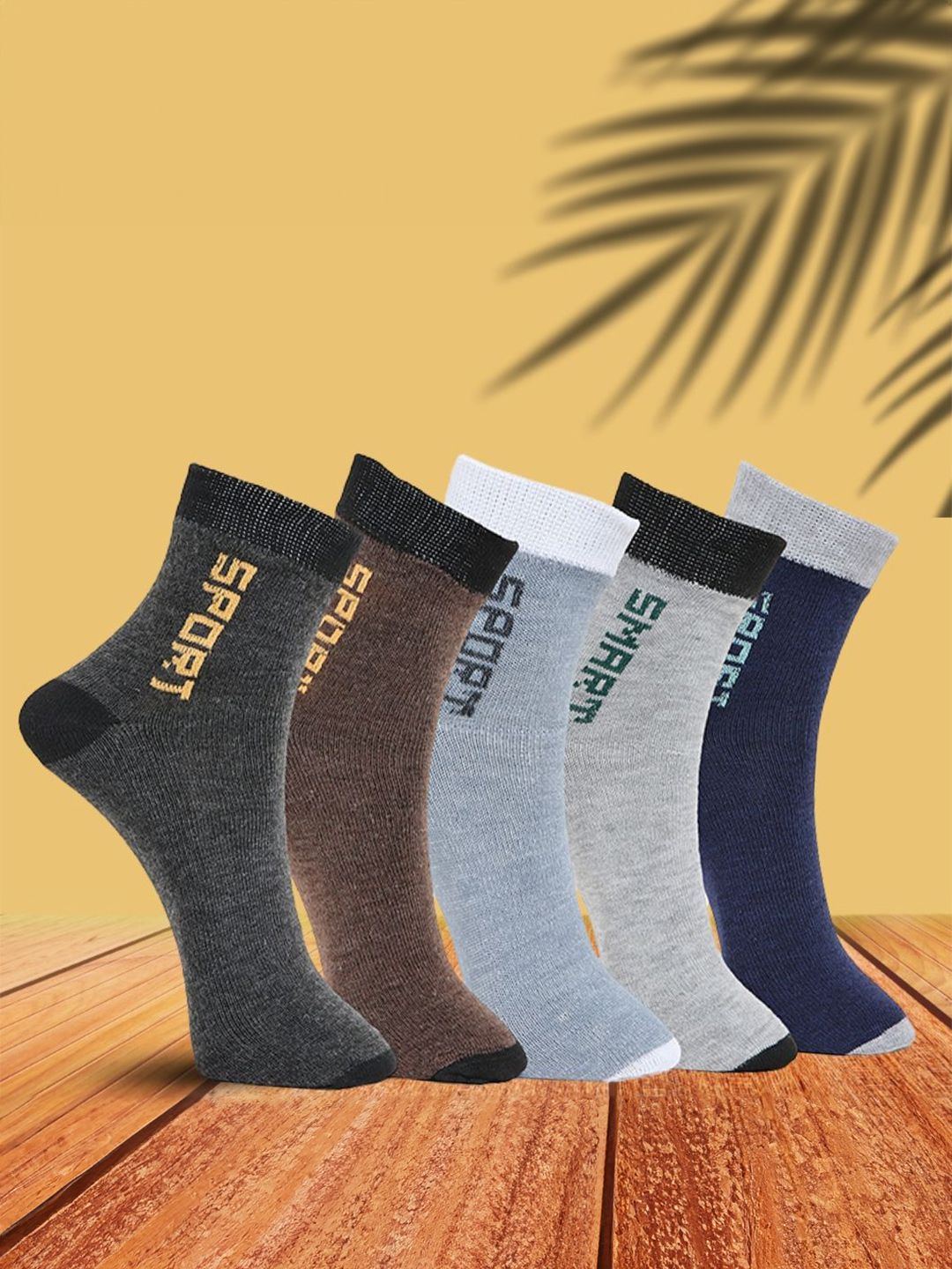 MJE Unisex Pack Of 5 Printed Anti-Odour Ankle-Length Socks-picture-41