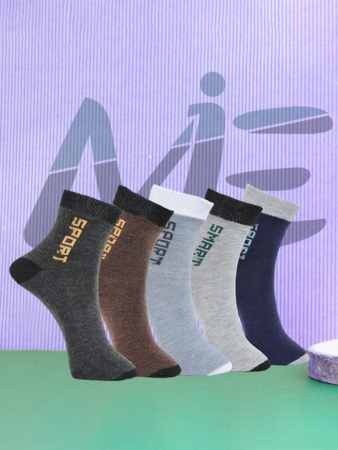 MJE Pack Of 5 Printed Mid Rise Ankle Length Socks-picture-25