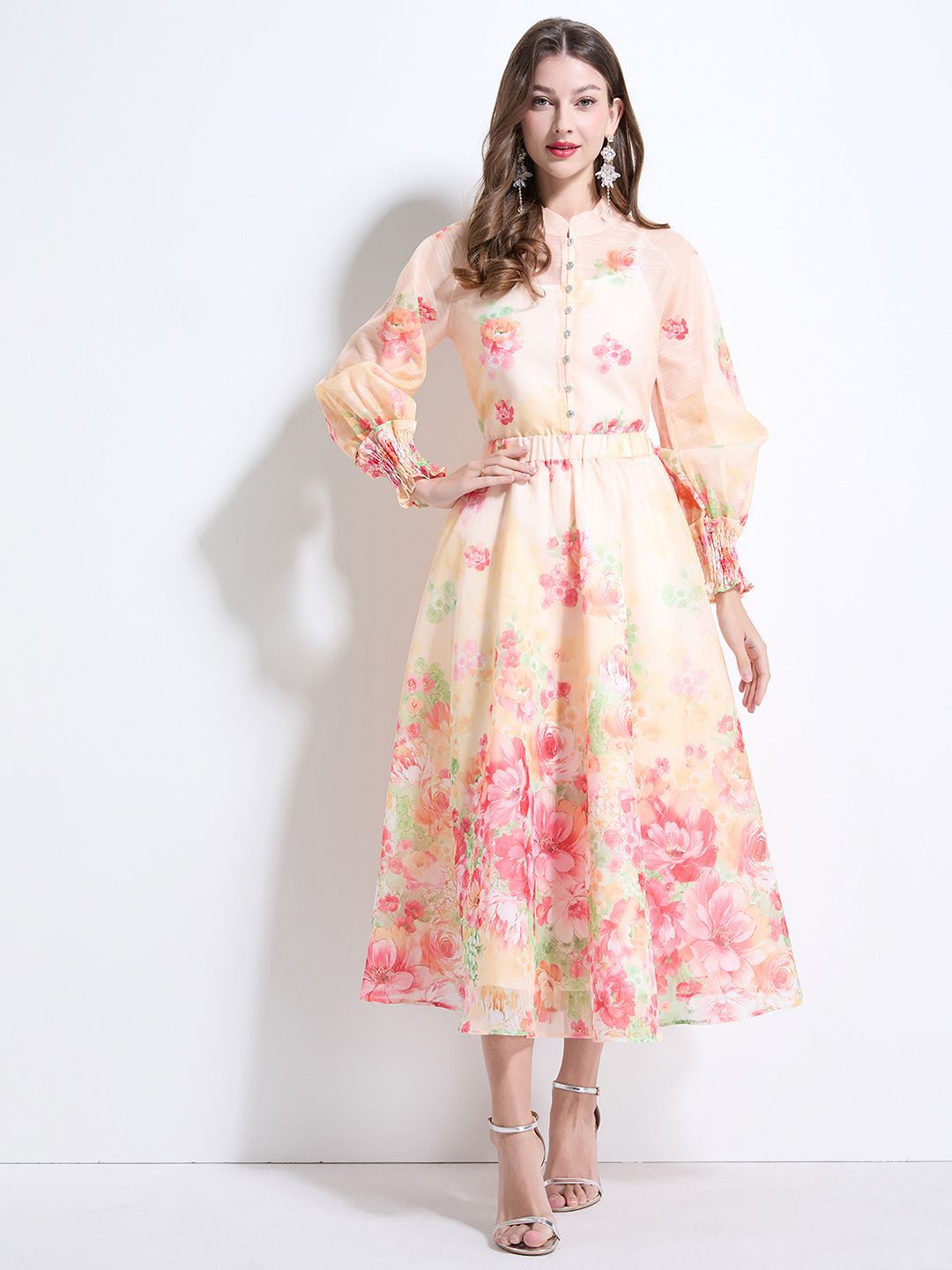 JC Collection Floral Printed Top With Skirt Co-Ords-picture-11