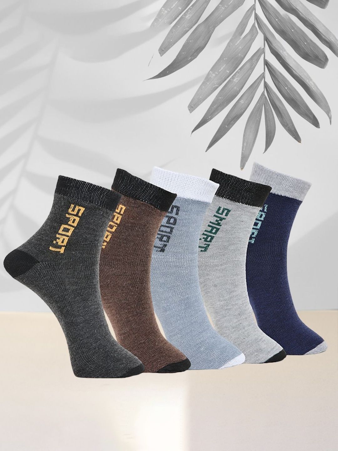 MJE Pack Of 5 Printed Mid Rise Ankle Length Socks-picture-24
