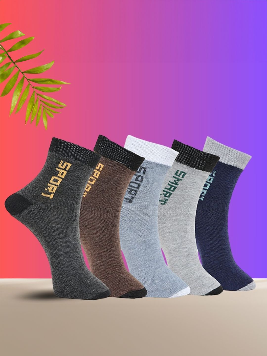 MJE Pack Of 5 Printed Mid Rise Ankle Length Socks-picture-11