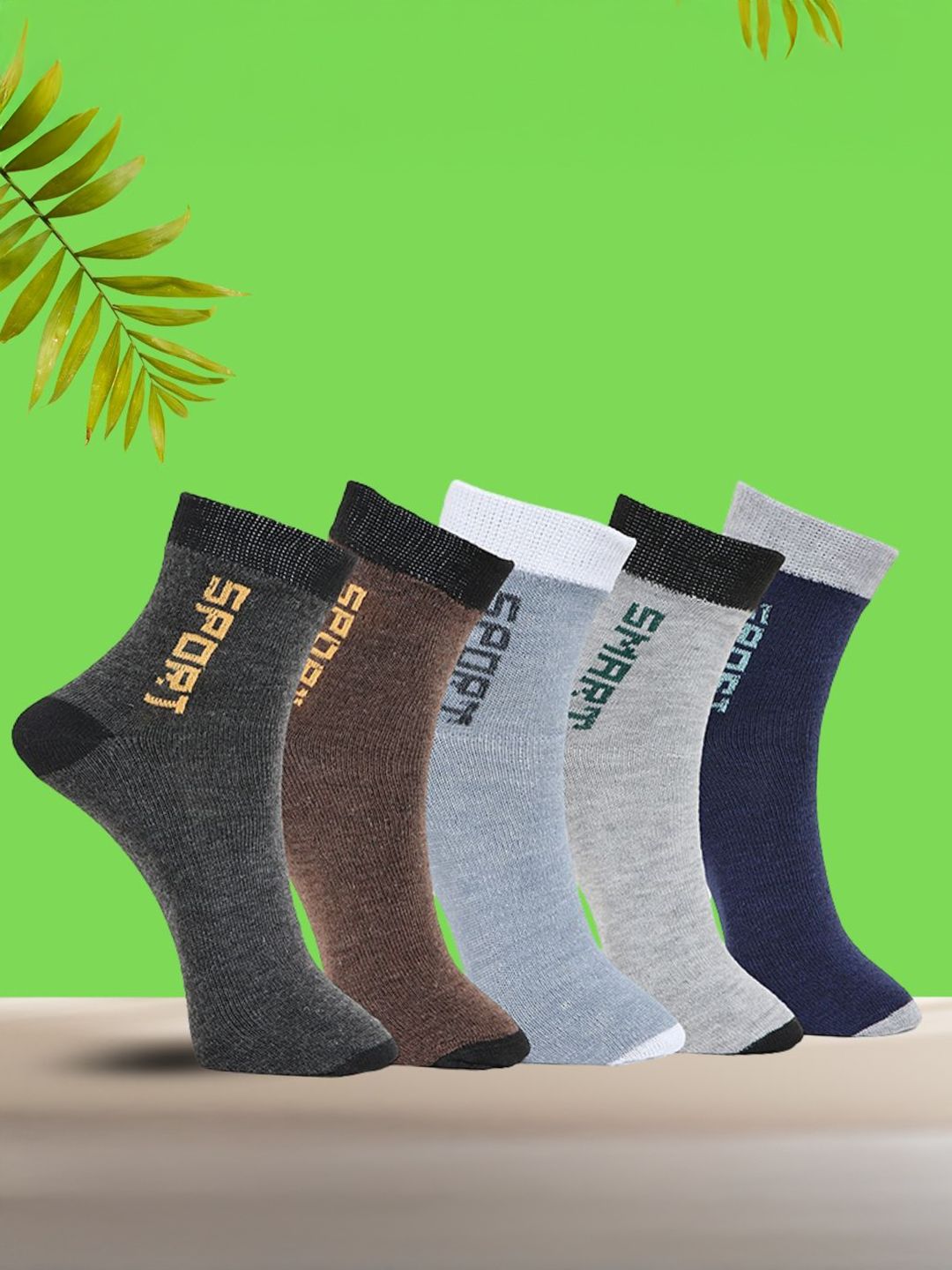 MJE Unisex Pack Of 5 Printed Anti-Odour Ankle-Length Socks-picture-34