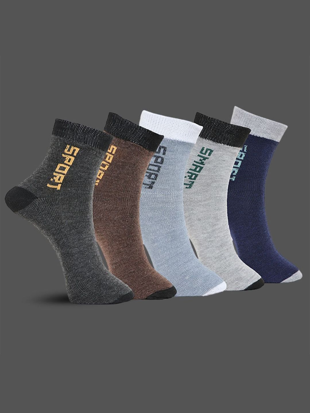 MJE Pack Of 5 Printed Mid Rise Ankle Length Socks-picture-22