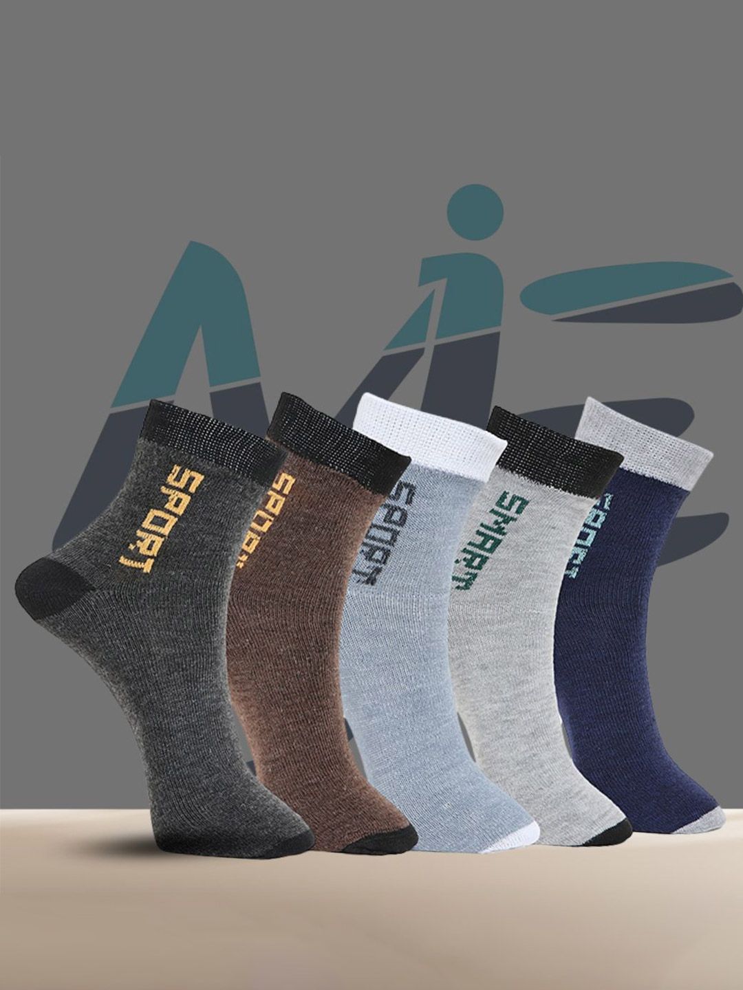MJE Unisex Pack Of 5 Printed Anti-Odour Ankle-Length Socks-picture-45