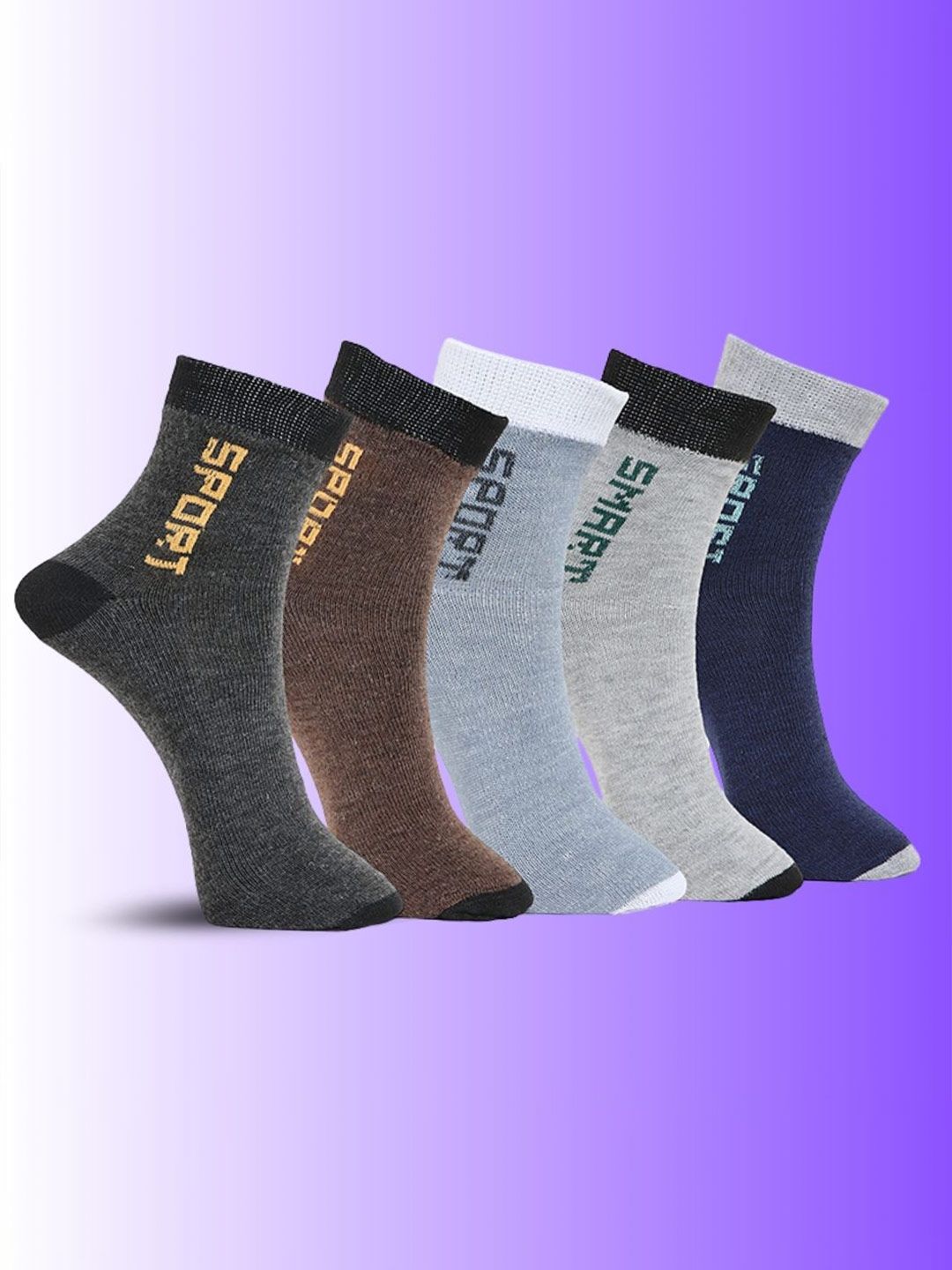 MJE Pack Of 5 Printed Mid Rise Ankle Length Socks-picture-4