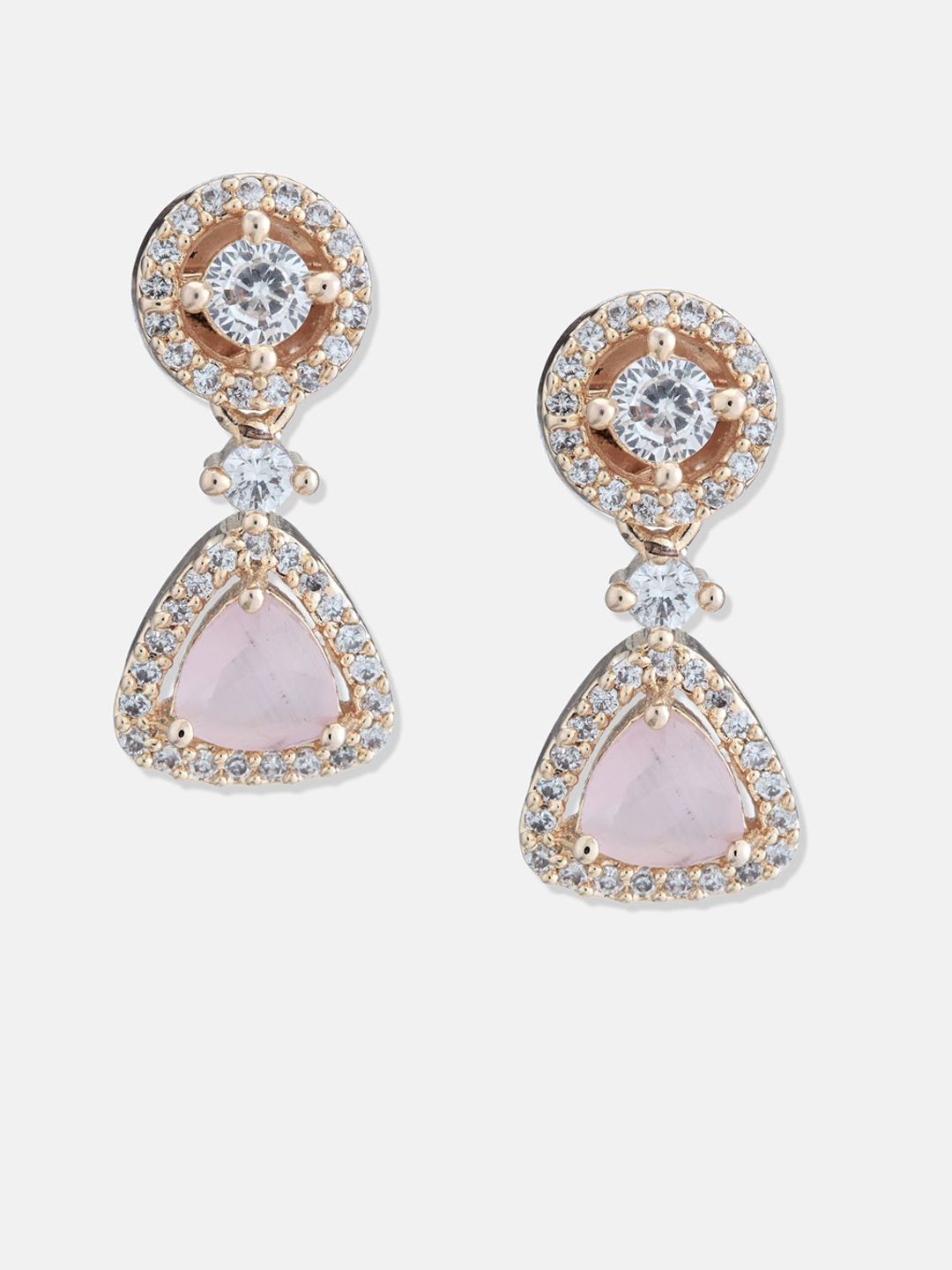 ATIBELLE Set Of 2 Silver-Plated Cubic Zirconia Studded Square Shaped Drop Earrings