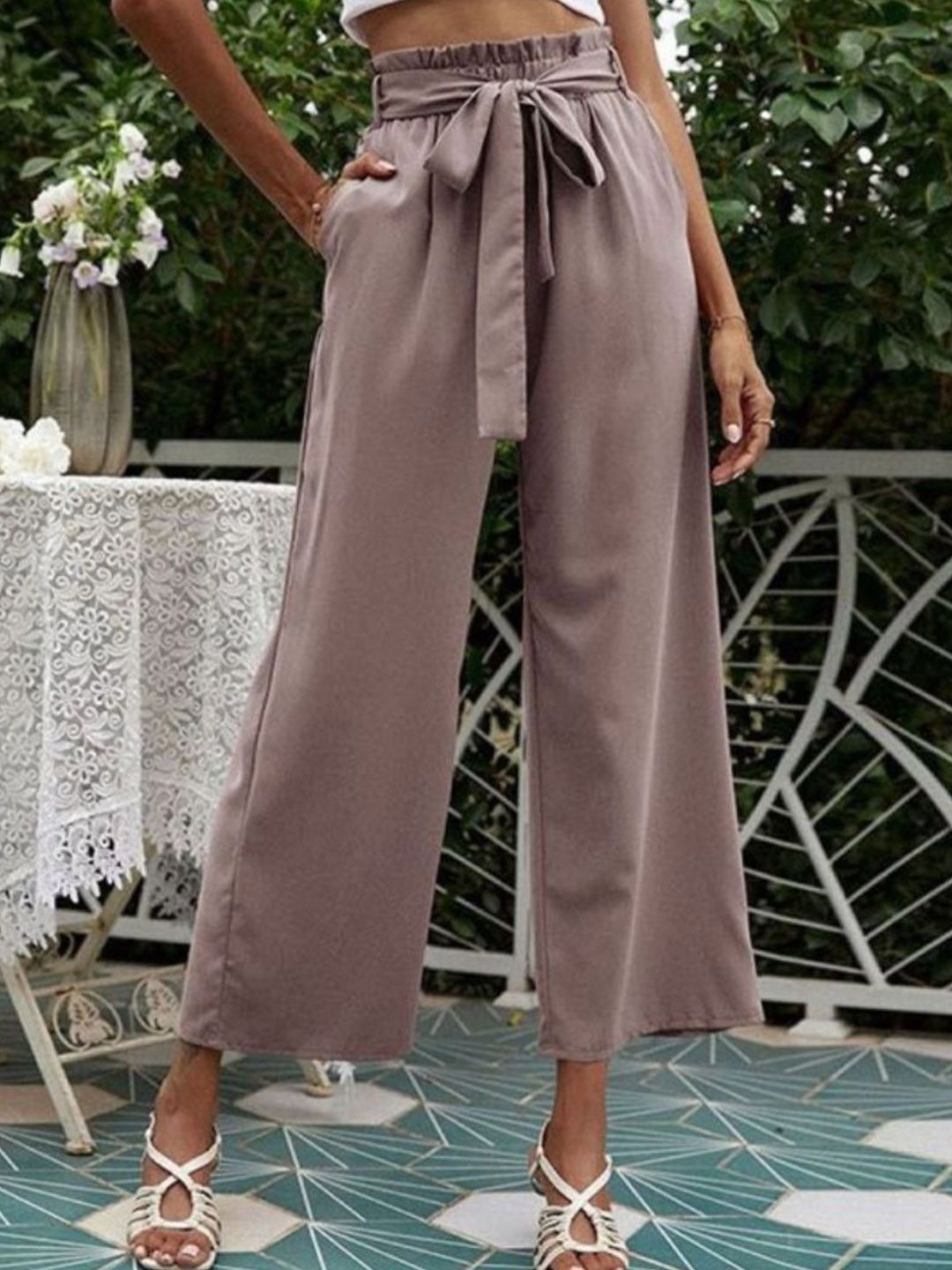 StyleCast Women Solid Mid-Rise Knitted Flat-Front Parallel Trousers-picture-39