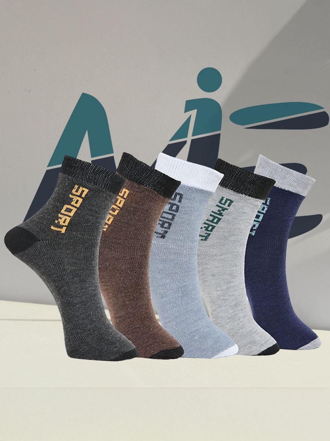 MJE Pack Of 5 Printed Mid Rise Ankle Length Socks-picture-24