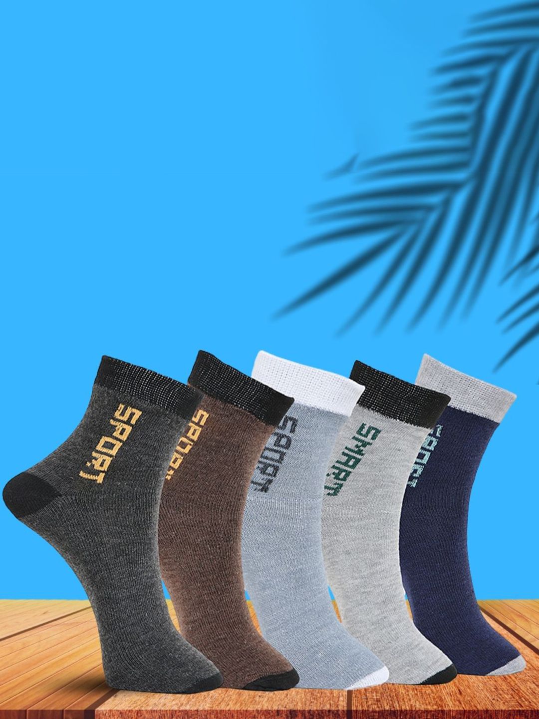 MJE Pack Of 5 Printed Mid Rise Ankle Length Socks-picture-10