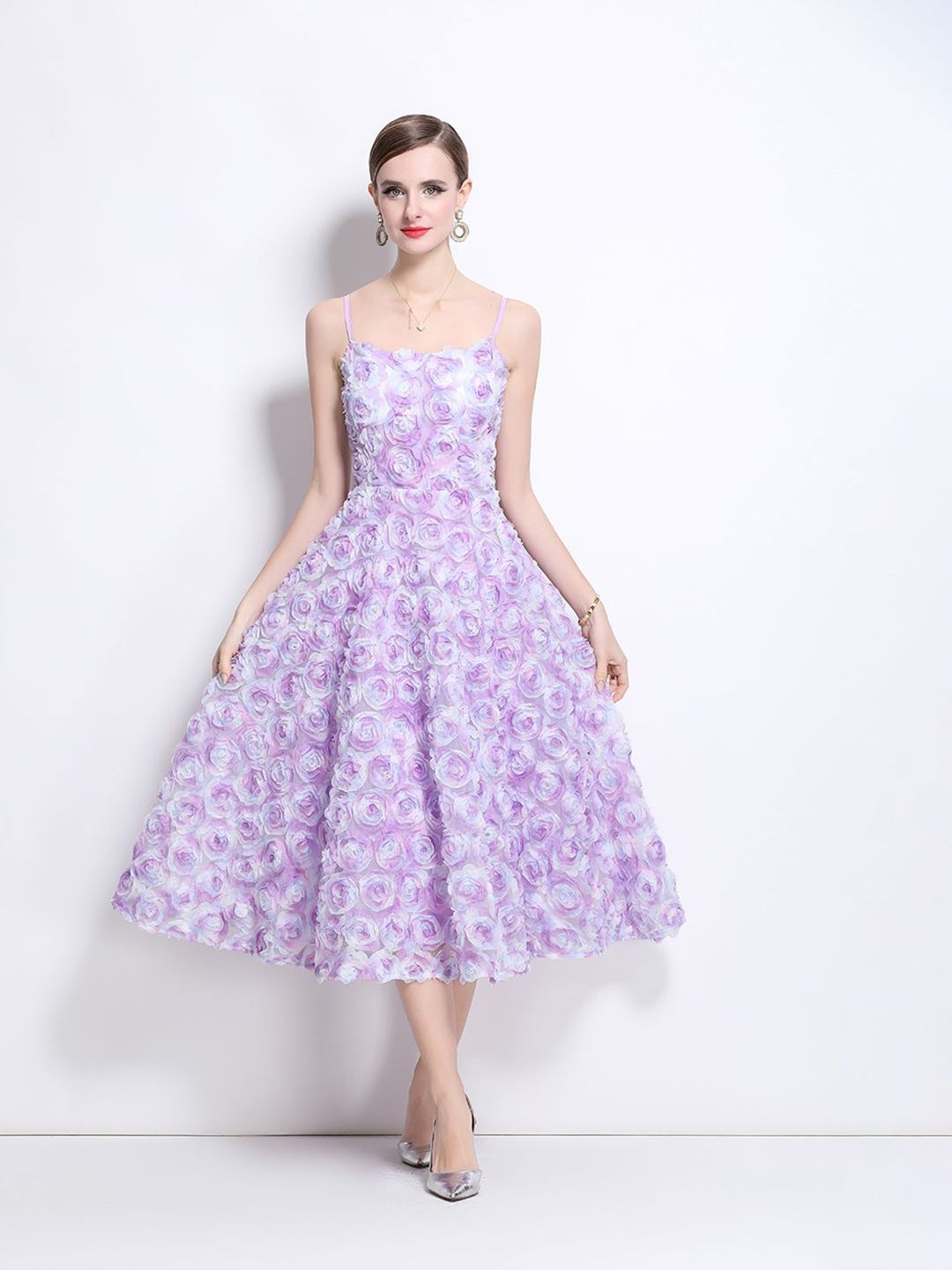 JC Collection Women Self Design Fit and Flare Midi Dress-picture-30