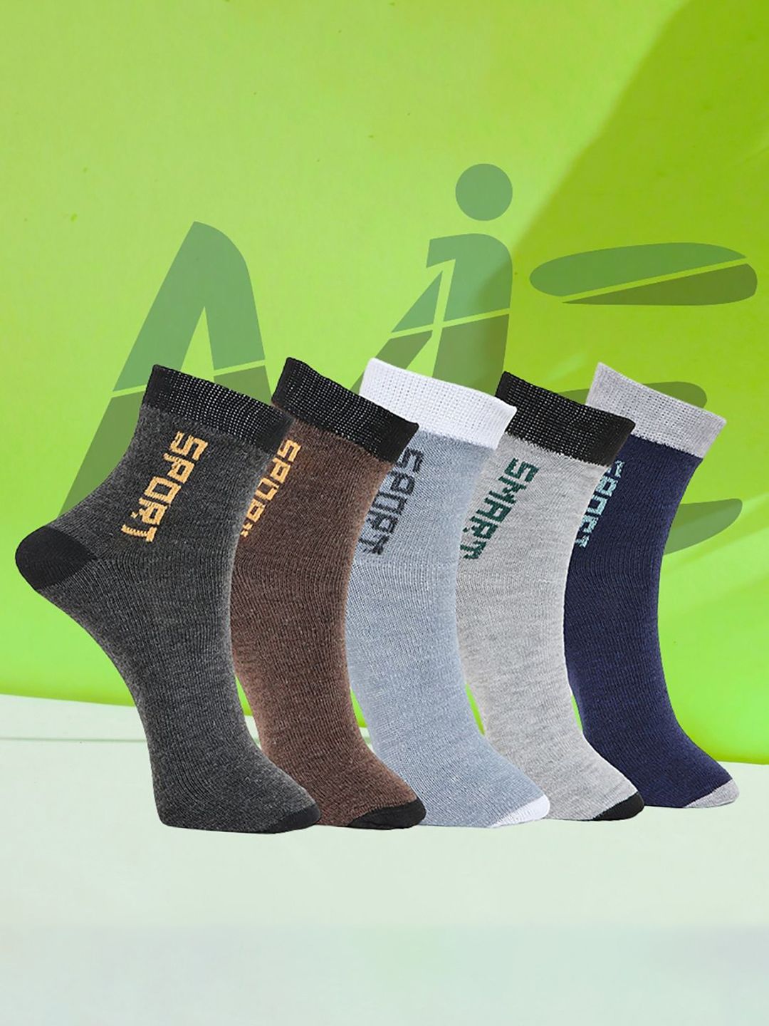 MJE Pack Of 5 Printed Mid Rise Ankle Length Socks-picture-55