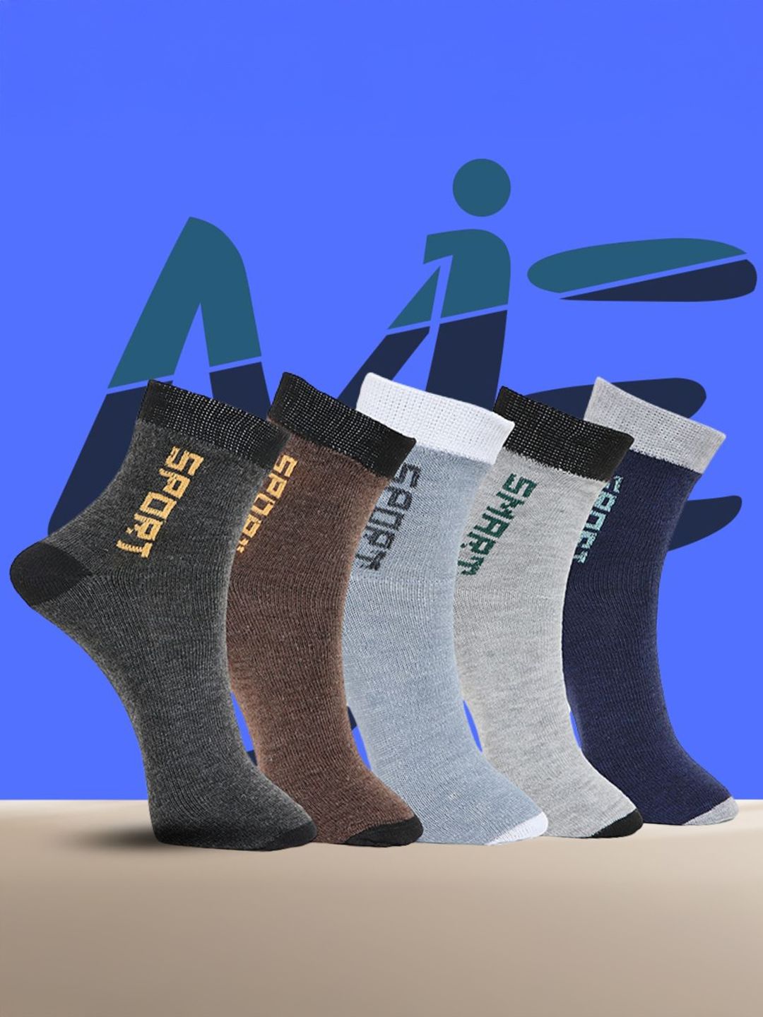 MJE Unisex Pack Of 5 Printed Anti-Odour Ankle-Length Socks-picture-9
