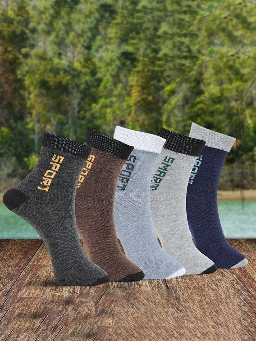 MJE Pack Of 5 Printed Mid Rise Ankle Length Socks-picture-46