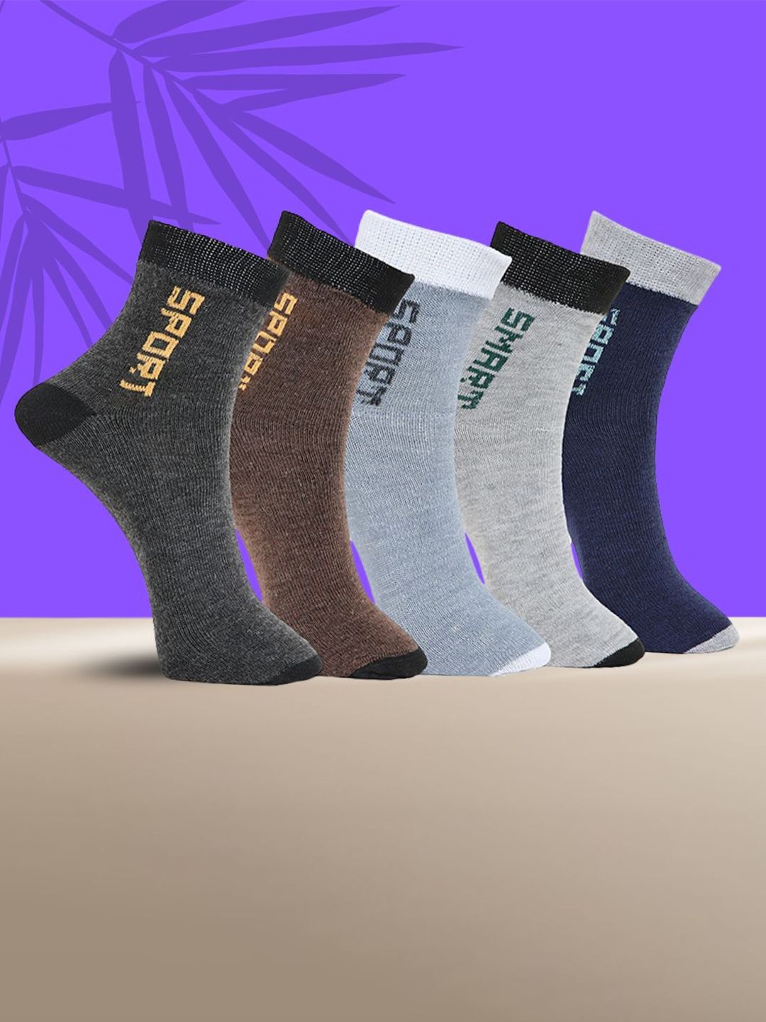MJE Pack Of 5 Printed Mid Rise Ankle Length Socks-picture-24